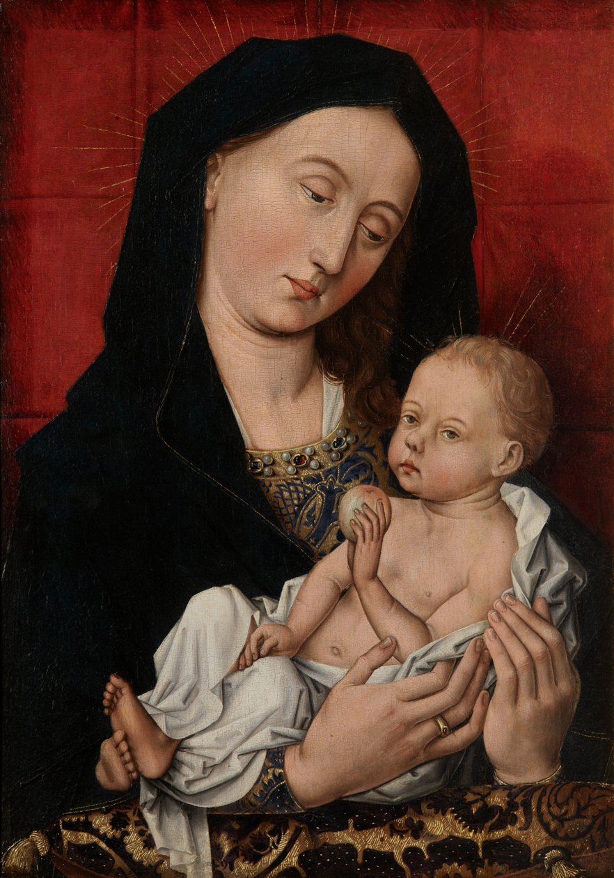 Virgem e Criança (óleo sobre painel) de Master of Flémalle