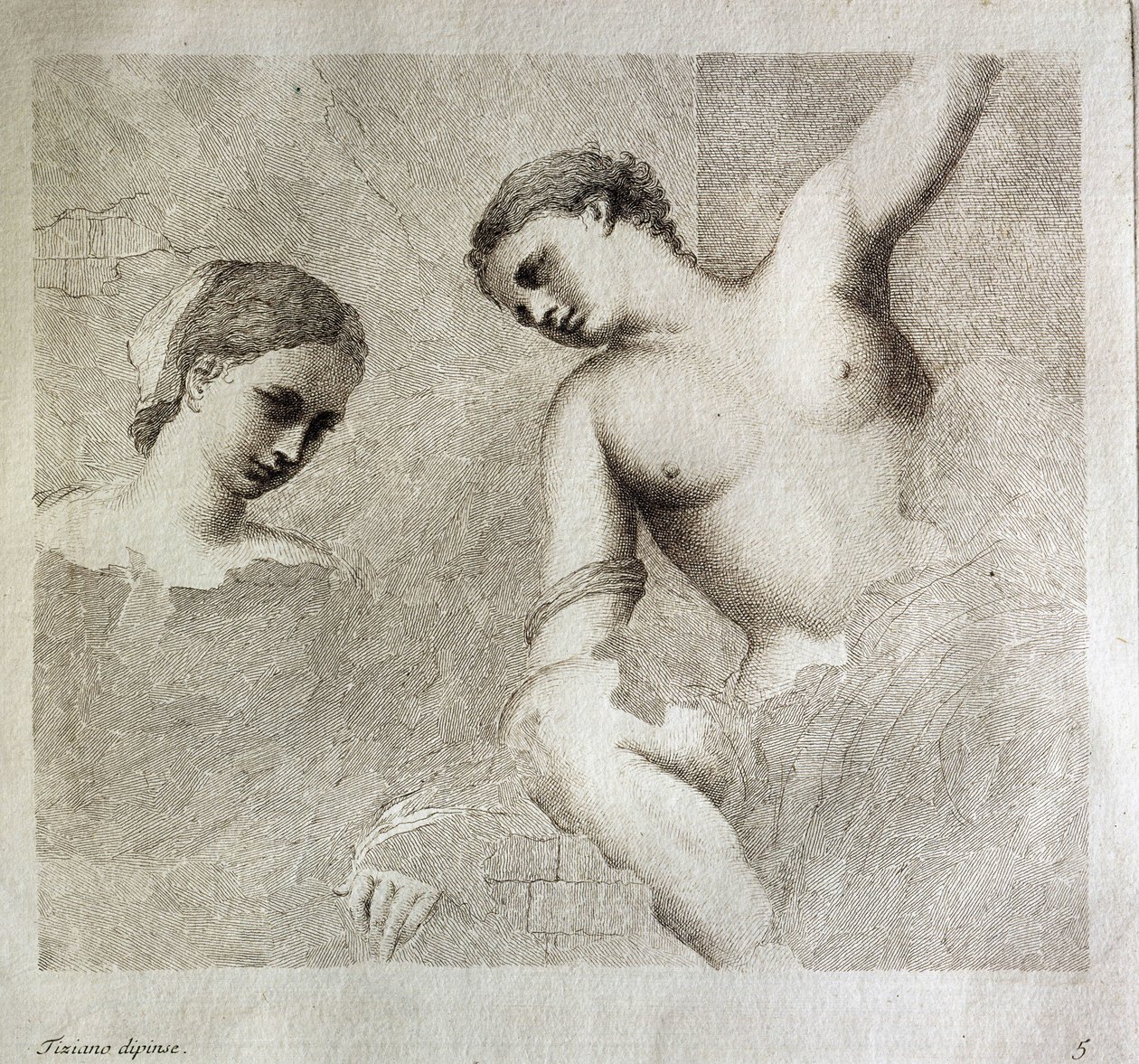 Personagens femininas. No canto inferior esquerdo "Tiziano Dipinse". Gravura de Giorgio da Castelfranco, conhecido como Giorgione (1476/1478-1510) Instituto Kunsthistorisches, Florença de (1476/8-1510) Giorgione