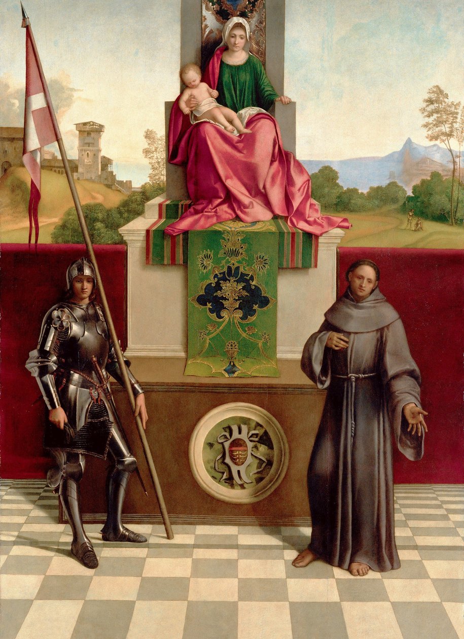 Madona e o Menino entre São Francisco e São Nicósio (A Madona Castelfranco) c.1503-04 (óleo sobre madeira) de Giorgione