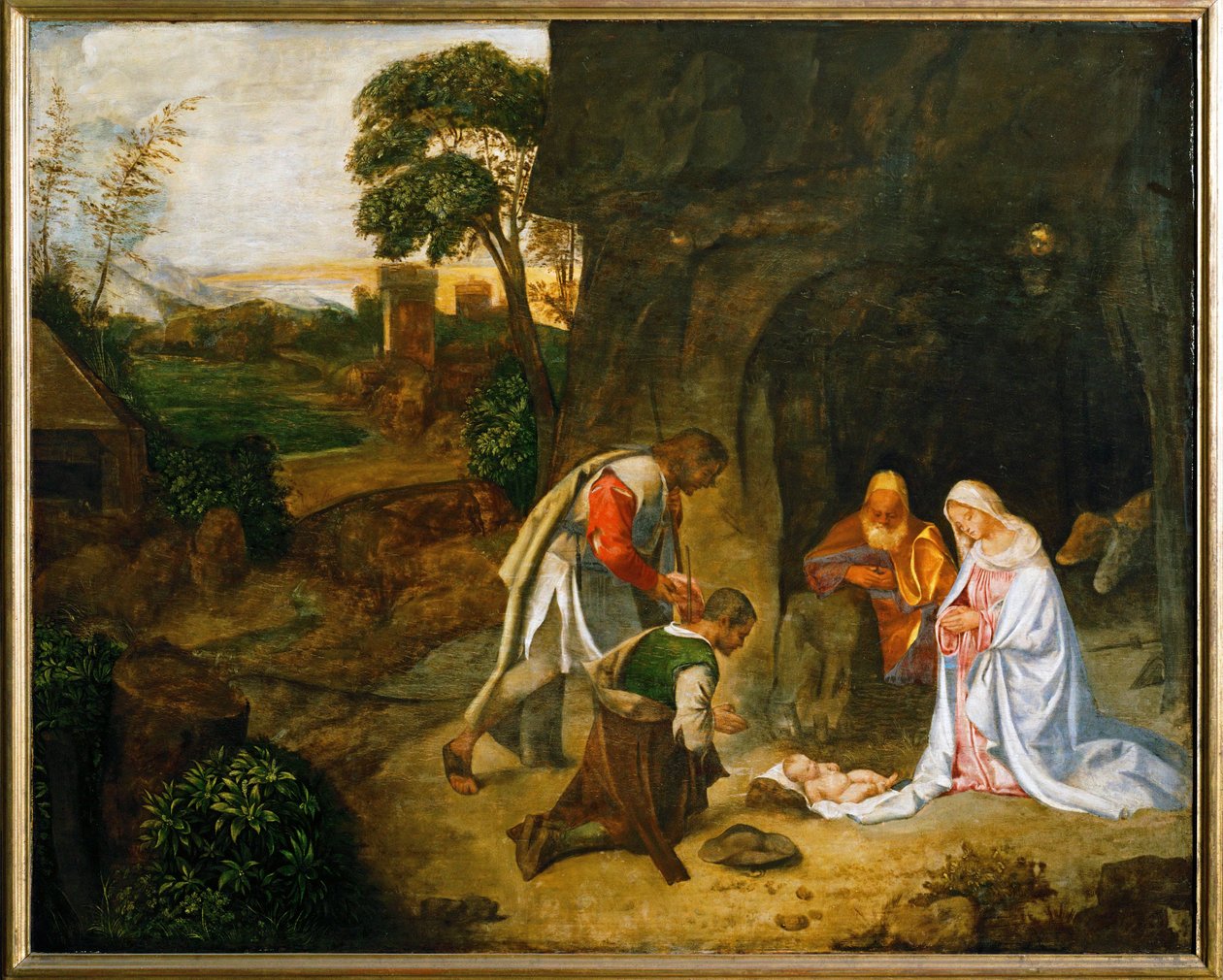 A Adoração dos Pastores (óleo sobre madeira de choupo) de (1476/8-1510) Giorgione