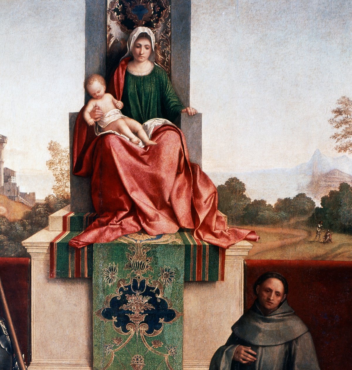 Madona e Criança entre São Nicósio e São Francisco, também conhecido como Castelfranco Madonna, c.1502 (tempera no painel) de Giorgione