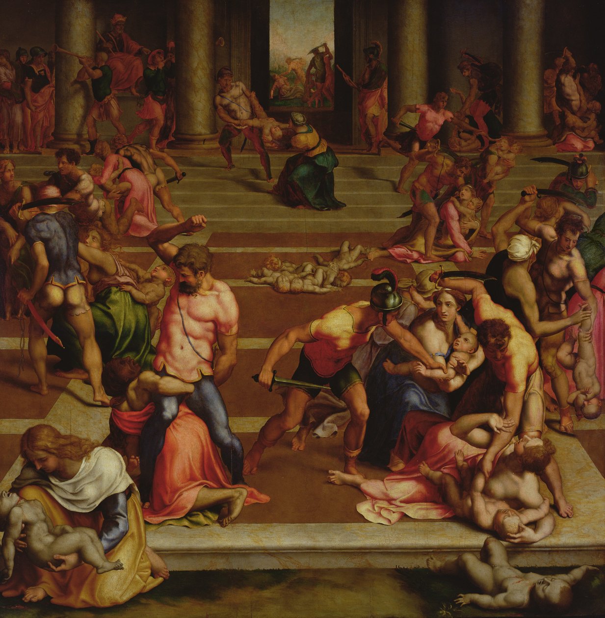 Massacre dos Inocentes (tempera no painel) de (1509 66) Daniele da Volterra