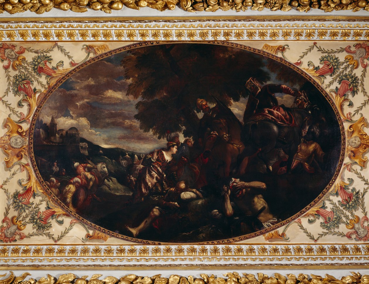 Defesa do Scutari, tecto da Galeria, Chiswick House, Londres (óleo sobre tela) de (1528 88) (after) Veronese
