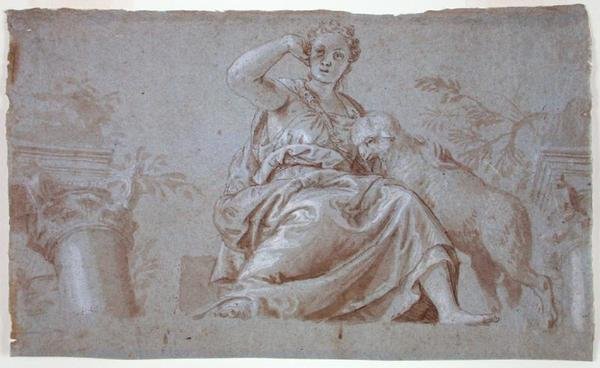 Mansidão (caneta e castanho lavagem e cor de corpo em papel azul) de Veronese