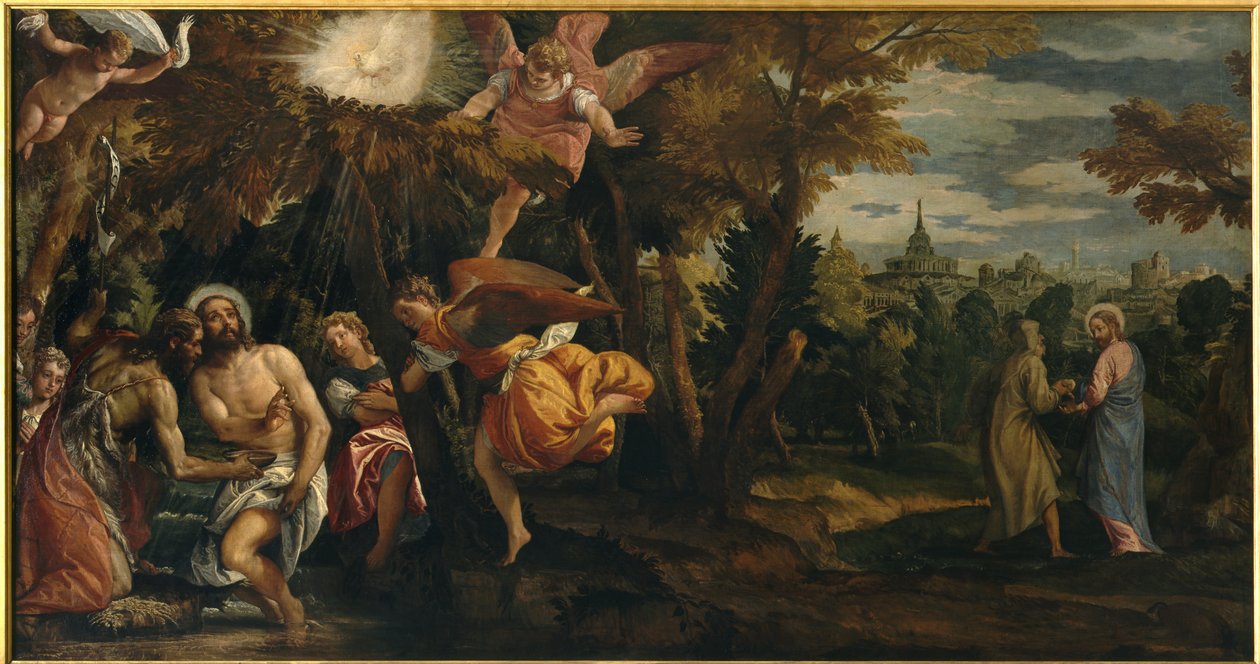 Batismo e tentação de Cristo, c.1582 (óleo sobre tela) de Veronese