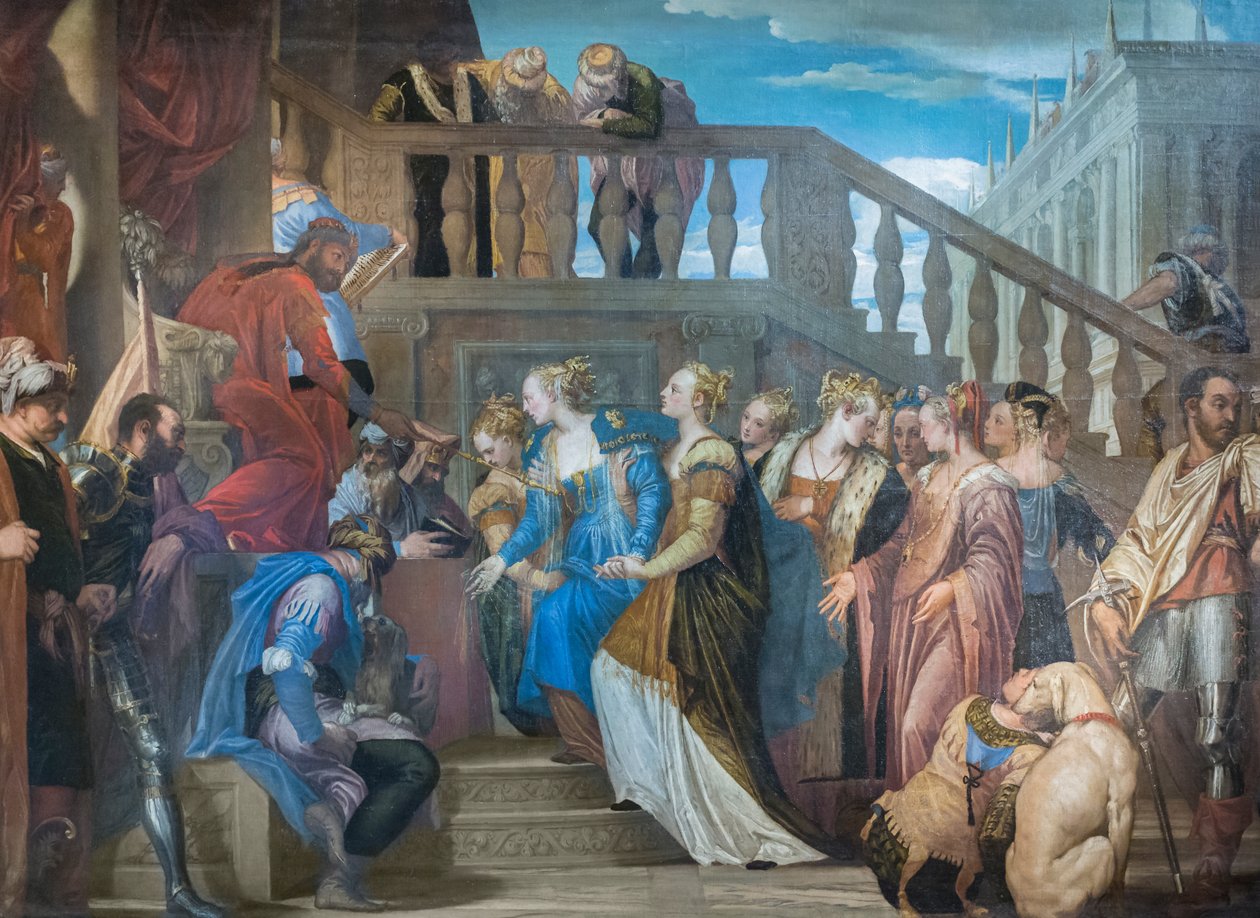 Esther e Ahasuerus,1560-69 (óleo sobre tela) de (1528 88) Veronese