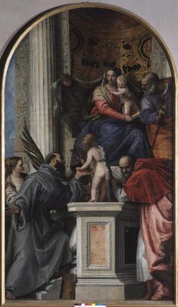 Madonna e Criança Entronizada, São João Batista como Menino, São José, São Jerônimo, São Justinia e São Francisco de Veronese
