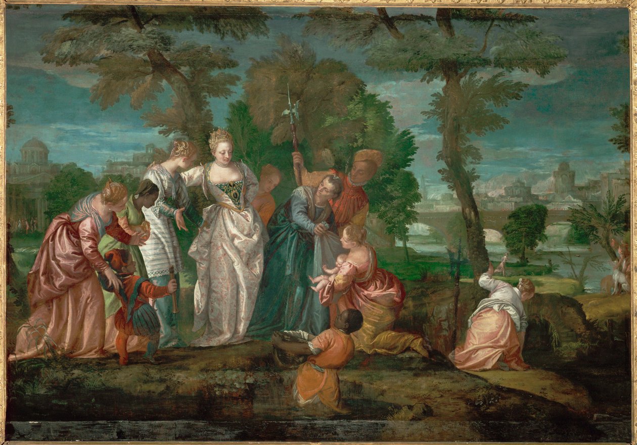 Moisés salvo das águas ... (pintura sobre tela) de (1528-88) Veronese