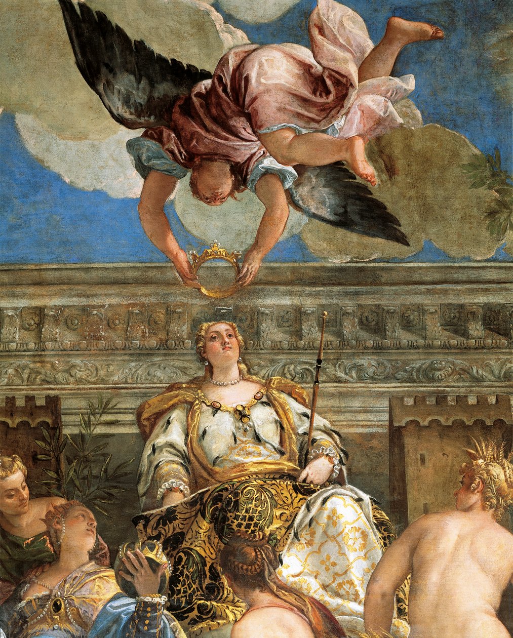 A apoteose de Veneza por Paolo Veronese (1528-1588), fresco, detalhe, Sala del Maggior Consiglio (Salão do Grande Conselho), Palazzo Ducale, Veneza de (1528 88) Veronese