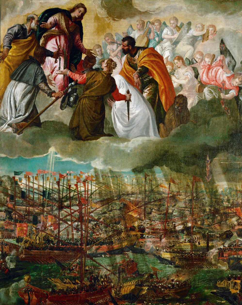 A Batalha de Lepanto (óleo sobre tela) de (1528-88) Veronese