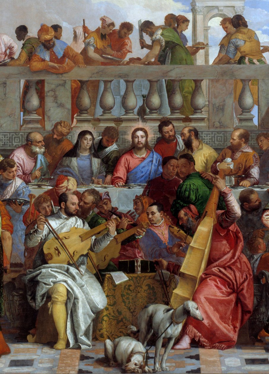 Detalhe central de "Les Noces de Cana (Le nozze di Cana)" de Veronese de Veronese
