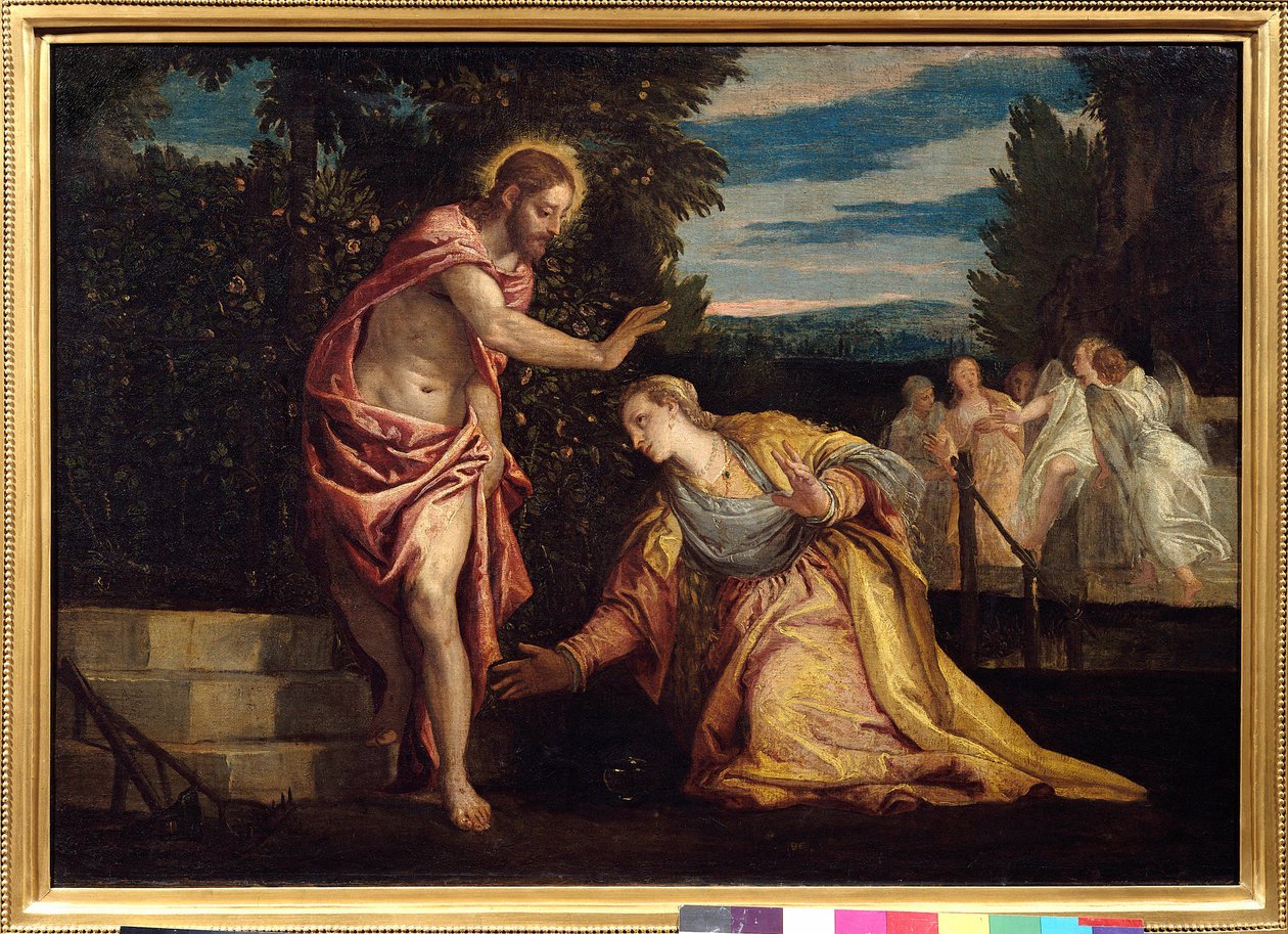 Cristo Aparecendo para a Madeleine (Noli me tangere) Pintura de Paolo Veronese (1528-1588) Dim. 0,67 x 0,97 m. Grenoble. Musee Des Beaux Arts - Cristo Aparecendo a Maria Madalena (Noli Me Tangere). Pintura de Paolo Veronese (1528-1588). 0,67 x 0,95 m. Bea de Veronese