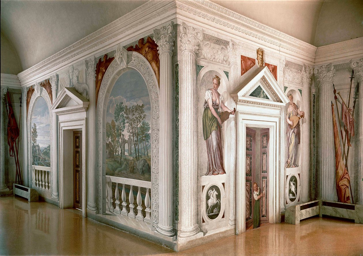 Paisagens e músicos Fresco de Paolo Veronese (Paolo Caliari) (1528-1588) 1561 aproximadamente Maser (Treviso), Villa Barbaro de Veronese