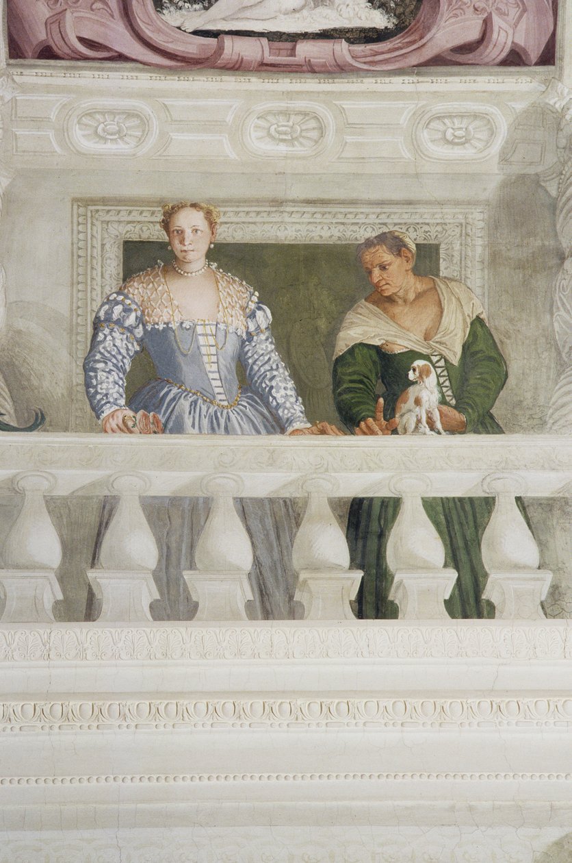 Membros do Barbaro Household, da Sala di Olimpo, c.1561 (fresco) (detalhe) de Veronese