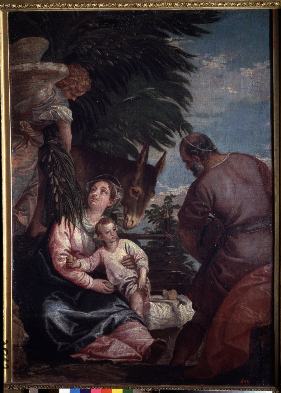 Descanse no voo para o Egito. Pintura de Paolo Veronese (1528-1588). Óleo sobre tela de Veronese
