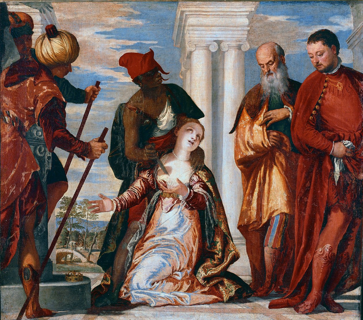 O martírio de Santa Justina Sainte Justine de Pádua é furado com um golpe de espada. Pintura de Paolo Caliari dit Veronese (1528-1588) de Veronese