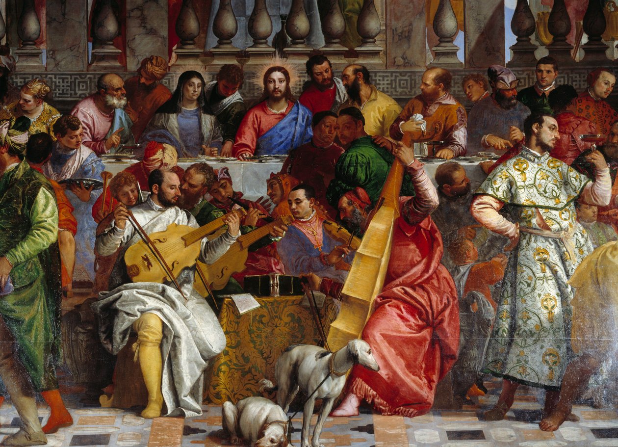 O casamento de Caná, detalhe: Cristo e a Virgem. Fresco por Paolo Veronese (1528-1588) Ec. sex. de Veronese