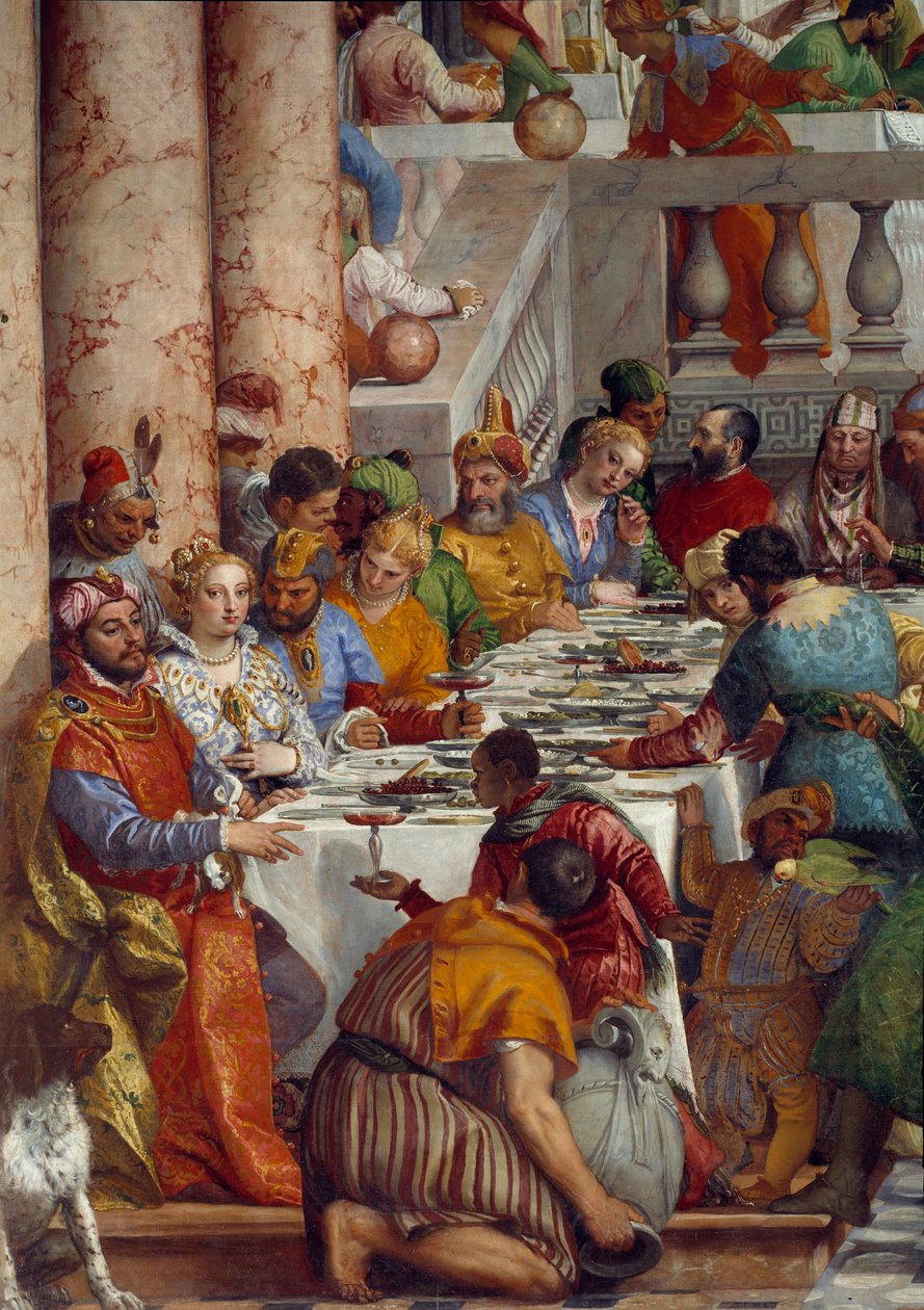 O casamento de Caná, detalhe: A refeição dos príncipes. Fresco por Paolo Veronese (1528-1588) Ec. sex. de Veronese