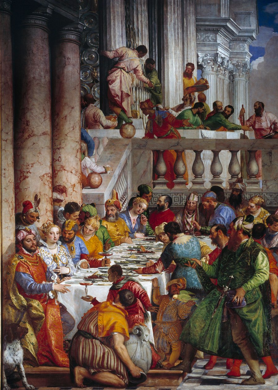O casamento de Caná, detalhe: A refeição dos príncipes. Fresco por Paolo Veronese (1528-1588) Ec. sex. de Veronese