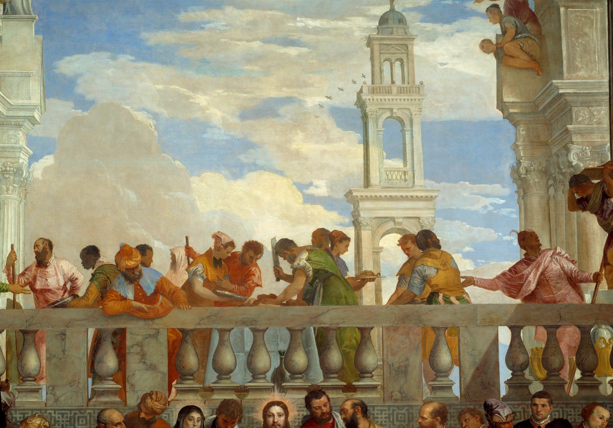 O casamento de Caná, detalhe: varanda. Fresco por Paolo Veronese (1528-1588) Ec. sex. de Veronese