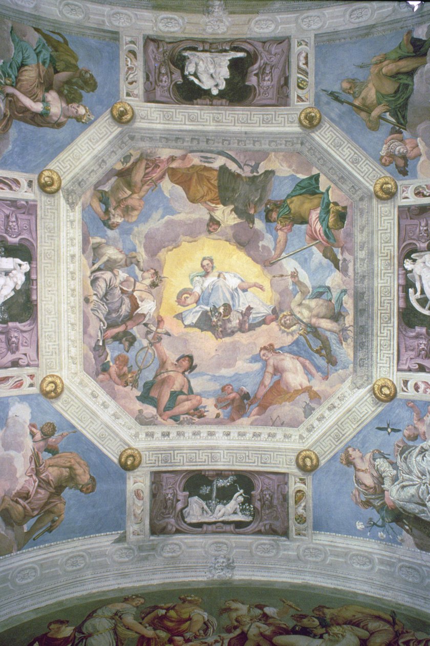 Harmonia Universal, ou Amor Divino, do teto da Sala di Olimpo, c.1561 (fresco) de Veronese