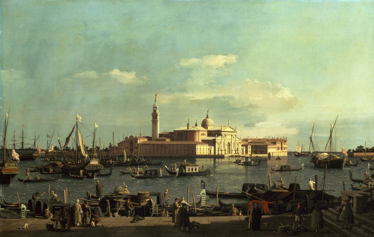 Vista da Bacia de San Marco da Riva degli Schiavoni, Veneza (óleo sobre tela) de Canaletto
