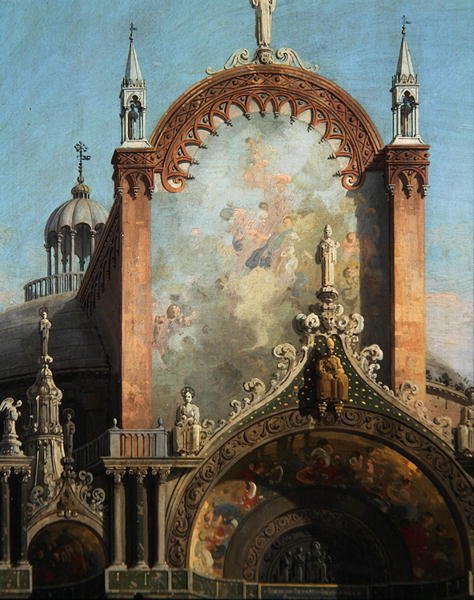 Detalhe do Capriccio de uma Igreja (óleo sobre tela) de Canaletto