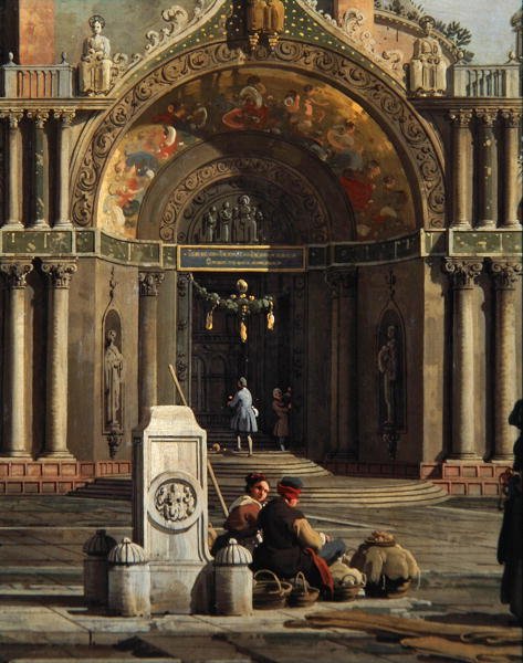 Detalhe do Capriccio de uma Igreja (óleo sobre tela) de Canaletto