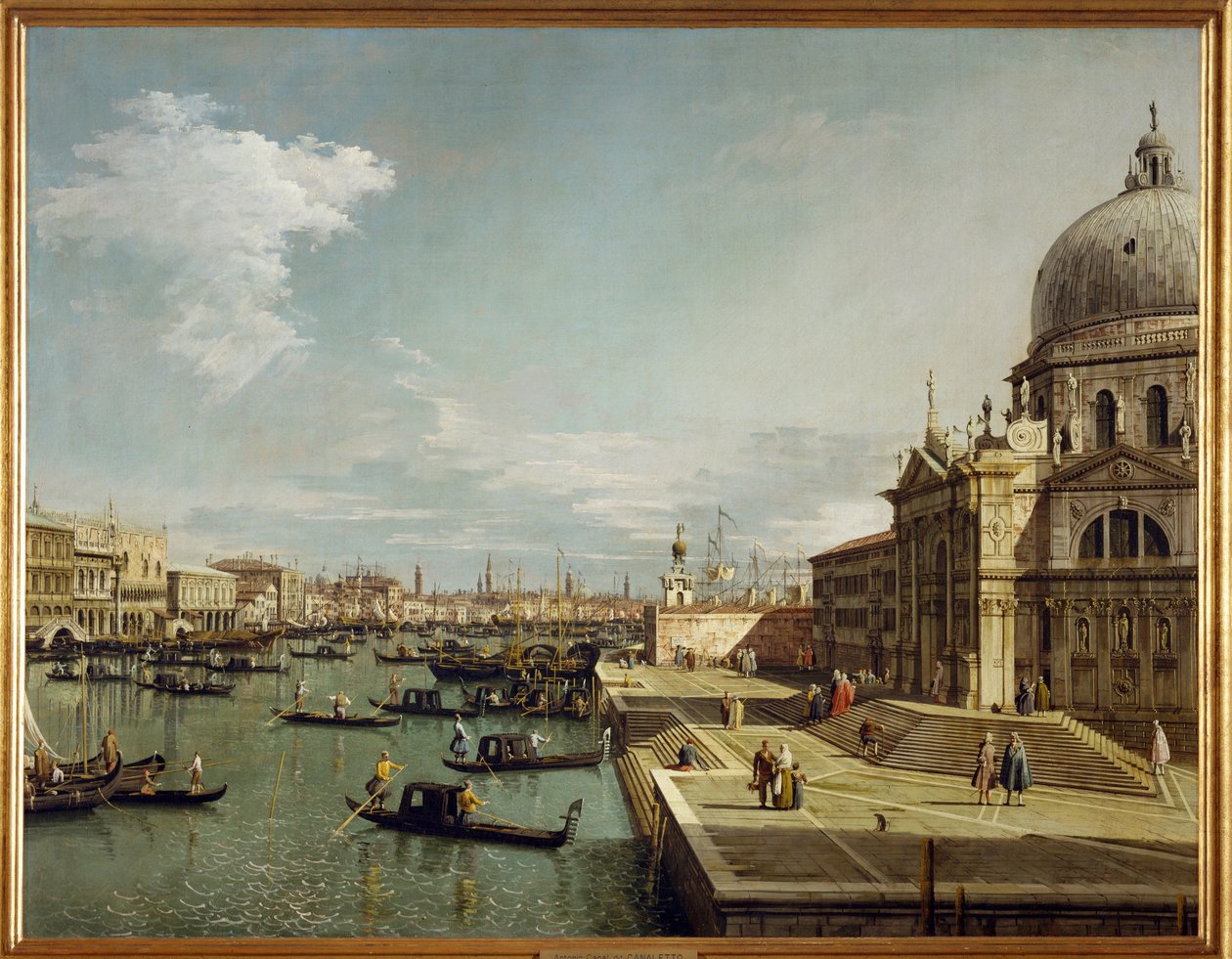 Entrada do Canal Grande e da igreja Maria Salute em Veneza (pintura sobre tela) de (1697-1768) Canaletto