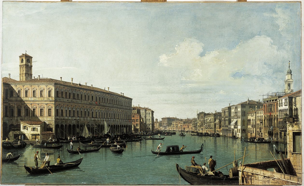 O Grande Canal, visto da Ponte de Rialto, cerca de 1725 (pintura) de (1697 1768) Canaletto