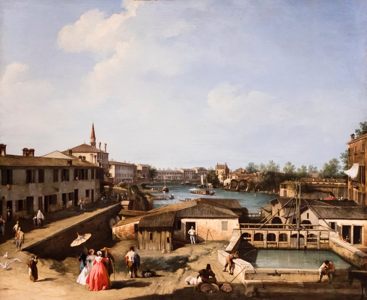 Vista dos moinhos de Dolo no Brenta, ca. 1732/35 (óleo sobre tela) de (1697-1768) Canaletto