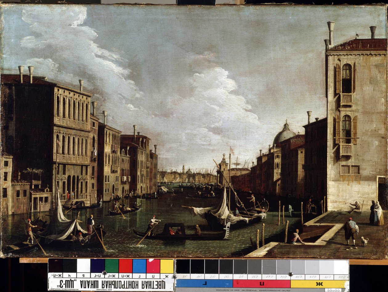 ""Vista sobre o Grande Canal em Veneza"" (Veneza) Pintura de Giovanni Antonio Canal detto il Canaletto (1697-1768). Museu de Belas Artes do século XVIII de Mikalojus Konstantinas Ciurlionis, Kaunas, Lituânia de Canaletto