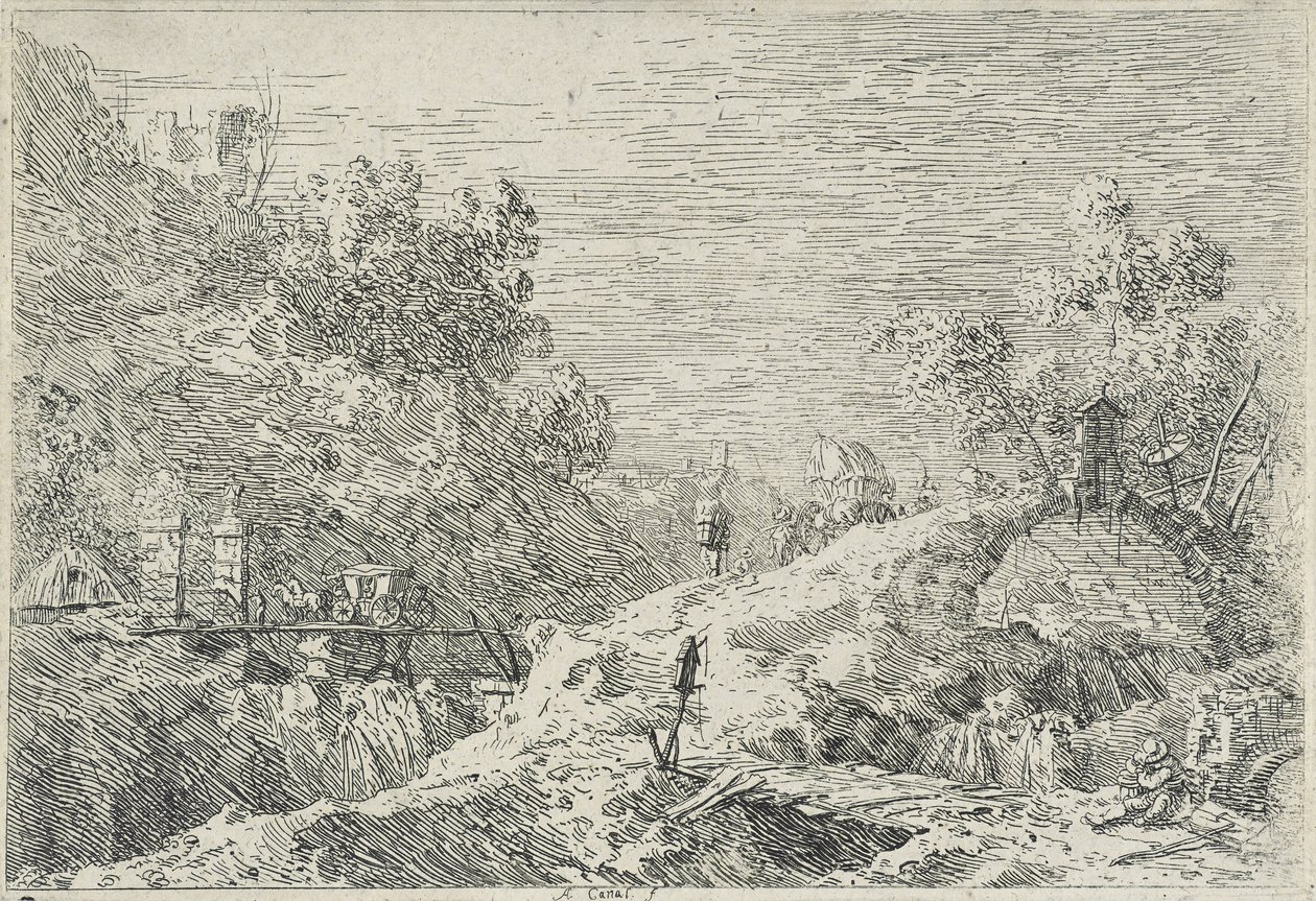 Paisagens com Cinco Pontes, sem data (gravura) de Canaletto