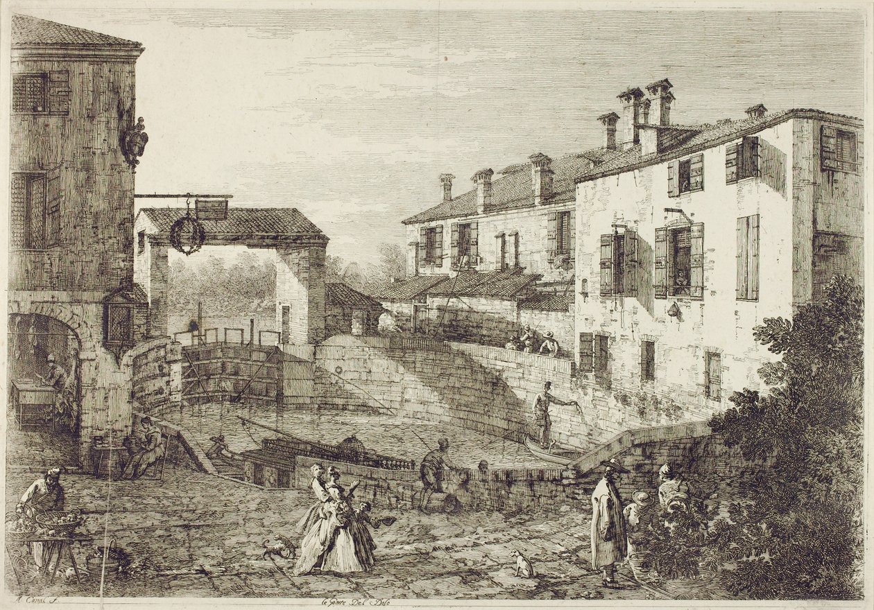 Le Porte de Dolo (etching) de Canaletto