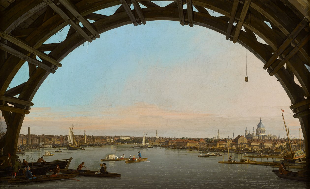 Londres, uma vista da cidade por baixo da ponte de Westminster de Canaletto