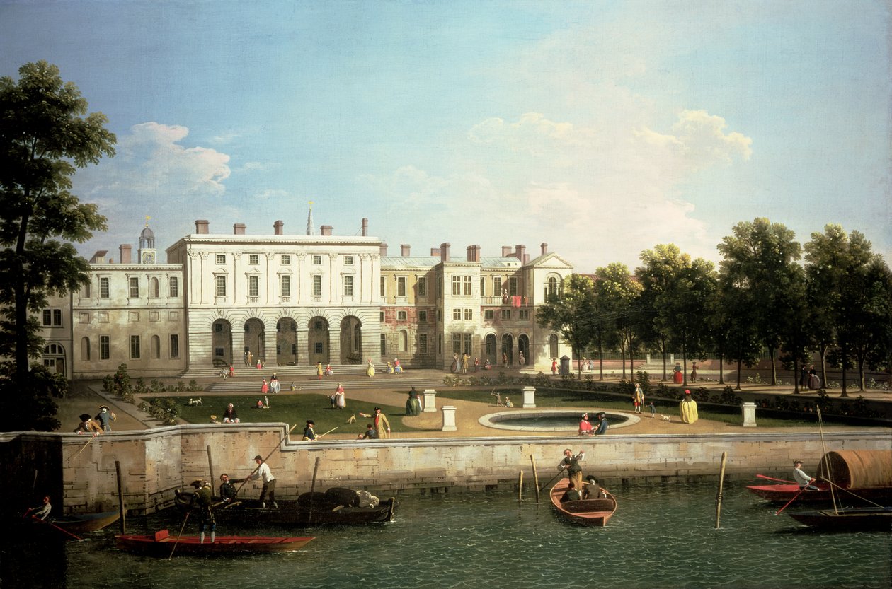 Old Somerset House do Rio Tâmisa, Londres (óleo sobre tela) de Canaletto