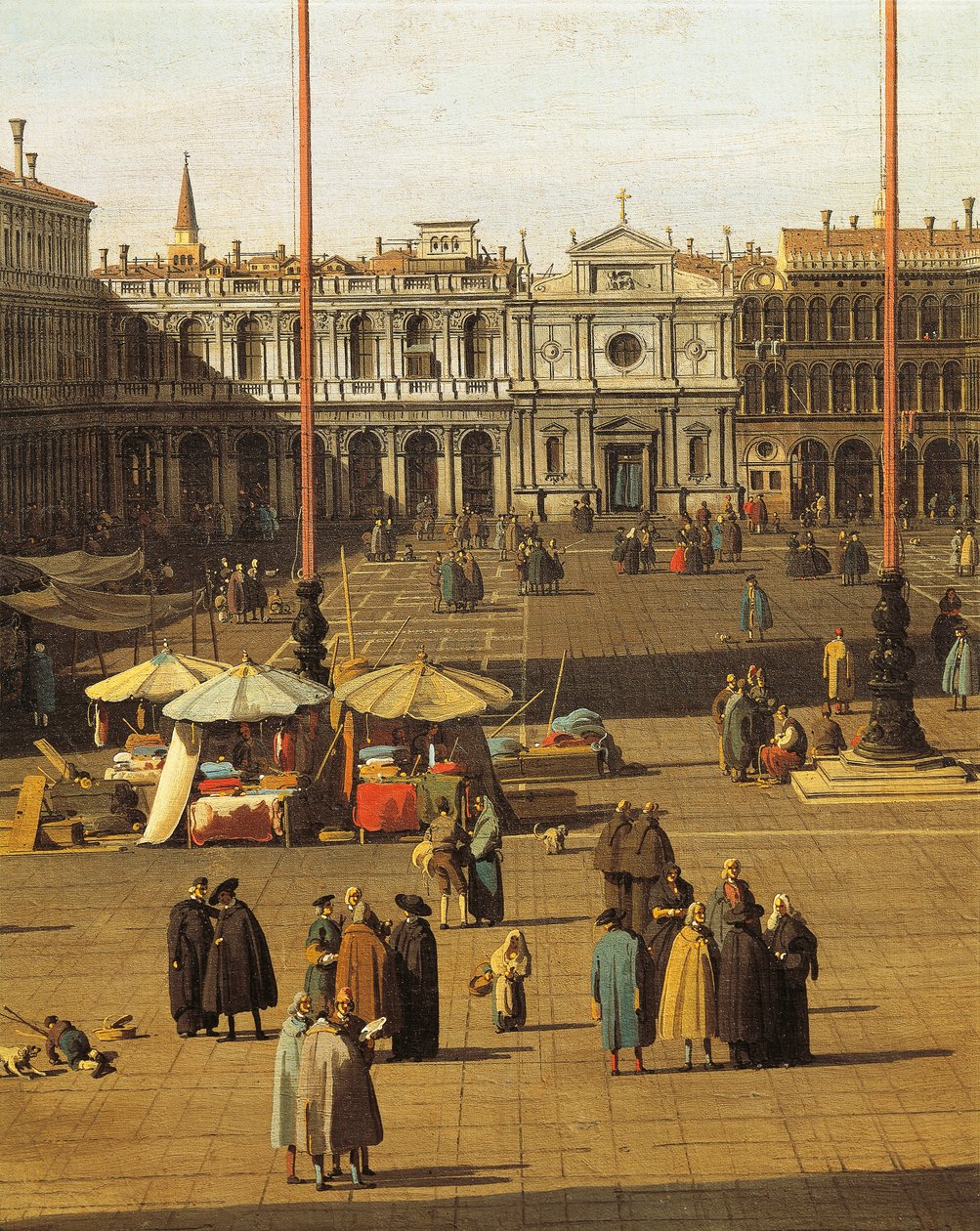 Piazza San Marco, Veneza, cerca de 1735, de Giovanni Antonio Canal, conhecido como Canaletto (1697-1768), Óleo sobre tela, 68,5x93,5 cm, Detalhe de Canaletto
