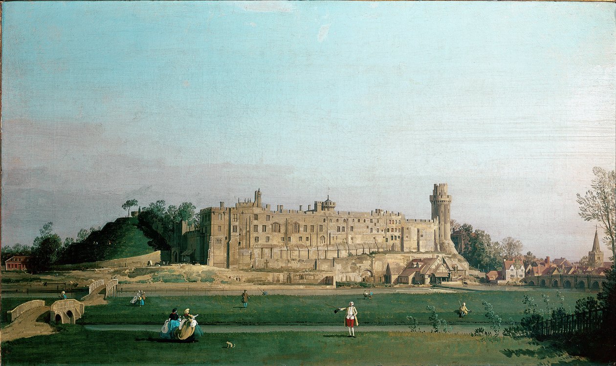Vista do Castelo de Warwick Pintura de Giovanni Antonio Canal conhecido como Canaletto (1697-1768) 1751 aproximadamente. Sol. 72x42 cm Inglaterra, Coleção Castelo de Warwick de Canaletto