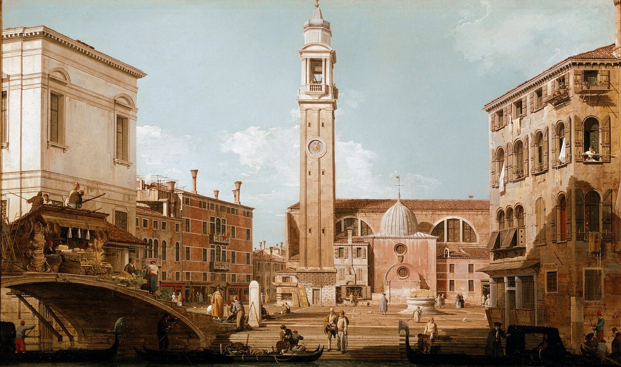Vista do campo dei santi apostoli em Veneza (óleo sobre tela de Canaletto