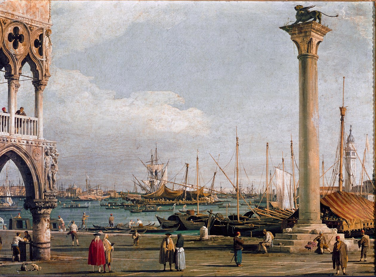 Vista da Bacia de São Marcos e da Igreja de San Giorgio Maggiore desde a Piazzetta até Veneza (óleo sobre tela de Canaletto