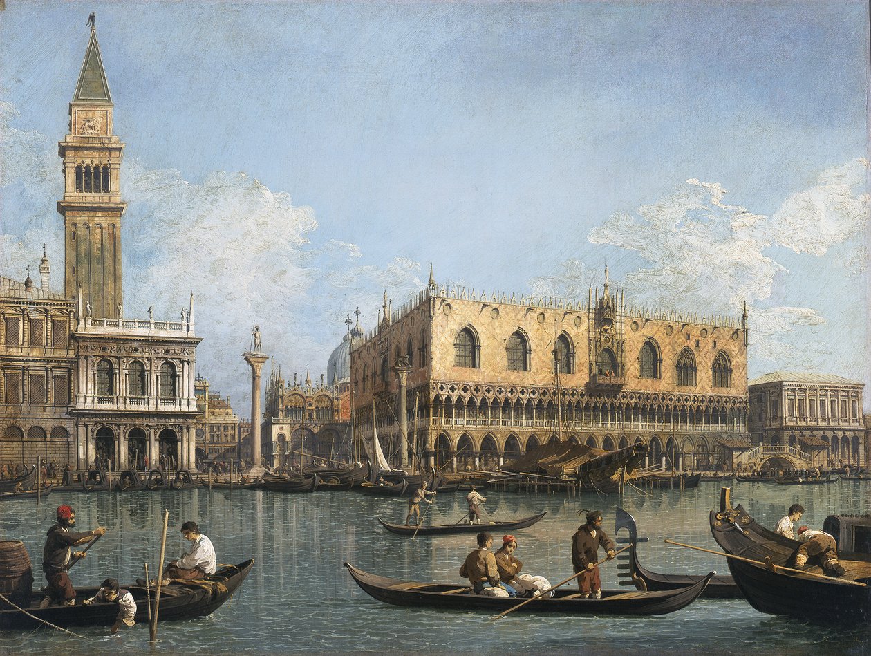 Vista da bacia de San Marco a partir da Punta della Dogana de Canaletto