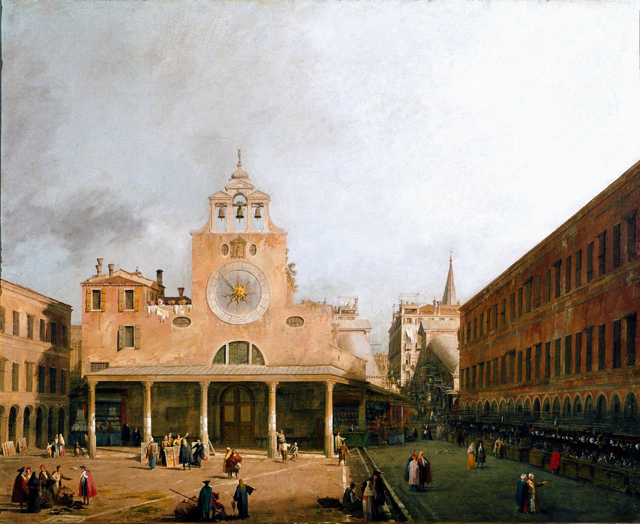Vista do campo san Giacometto em Veneza Pintura de Canaletto (Giovanni Antonio Canal il) (1697-1768) 1729 Dim 95,5x117 cm Dresden, Staatliche Gemaldegalerie de Canaletto