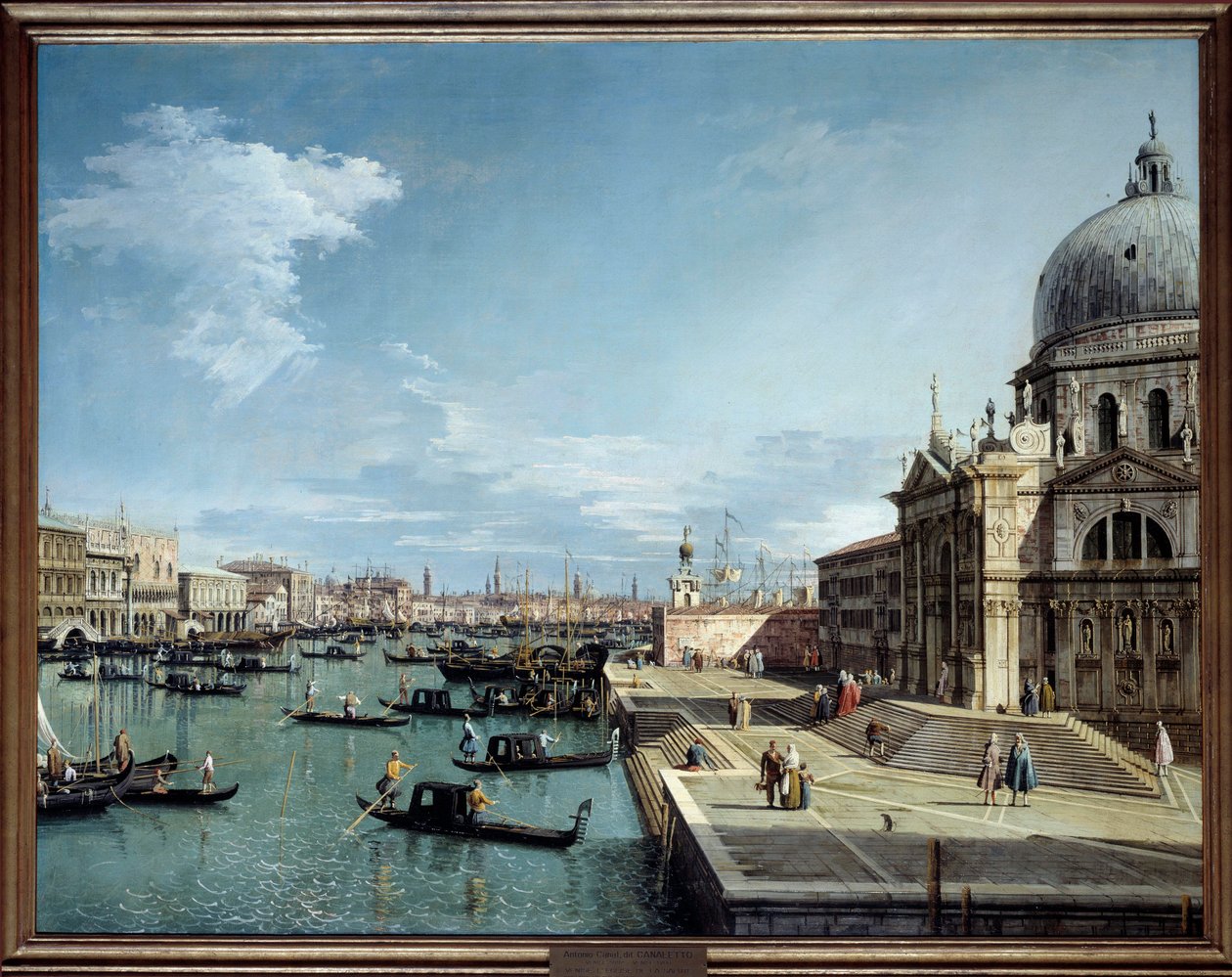 Vista da entrada do Grande Canal e da Igreja de Salute em Veneza Pintura de Antonio Canal dit Canaletto (1697-1768) Sol do século XVIII. 1,19x1,53 m de Canaletto