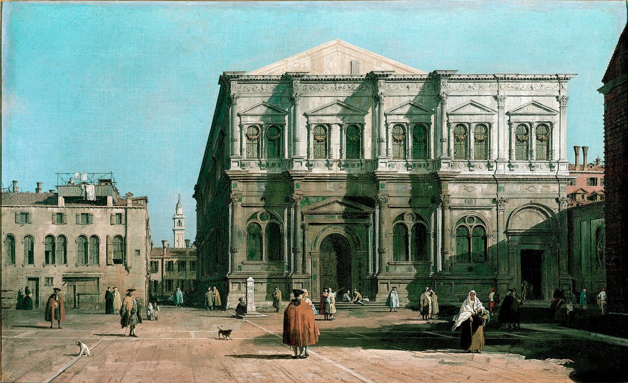 Vista da escola San Rocco (Saint Roch) em Veneza Pintura por Giovanni Antonio Canal conhecido como Canaletto (1697-1768) 1730-1731 Sol. 47x80 cm Inglaterra, Abadia de Woburn de Canaletto
