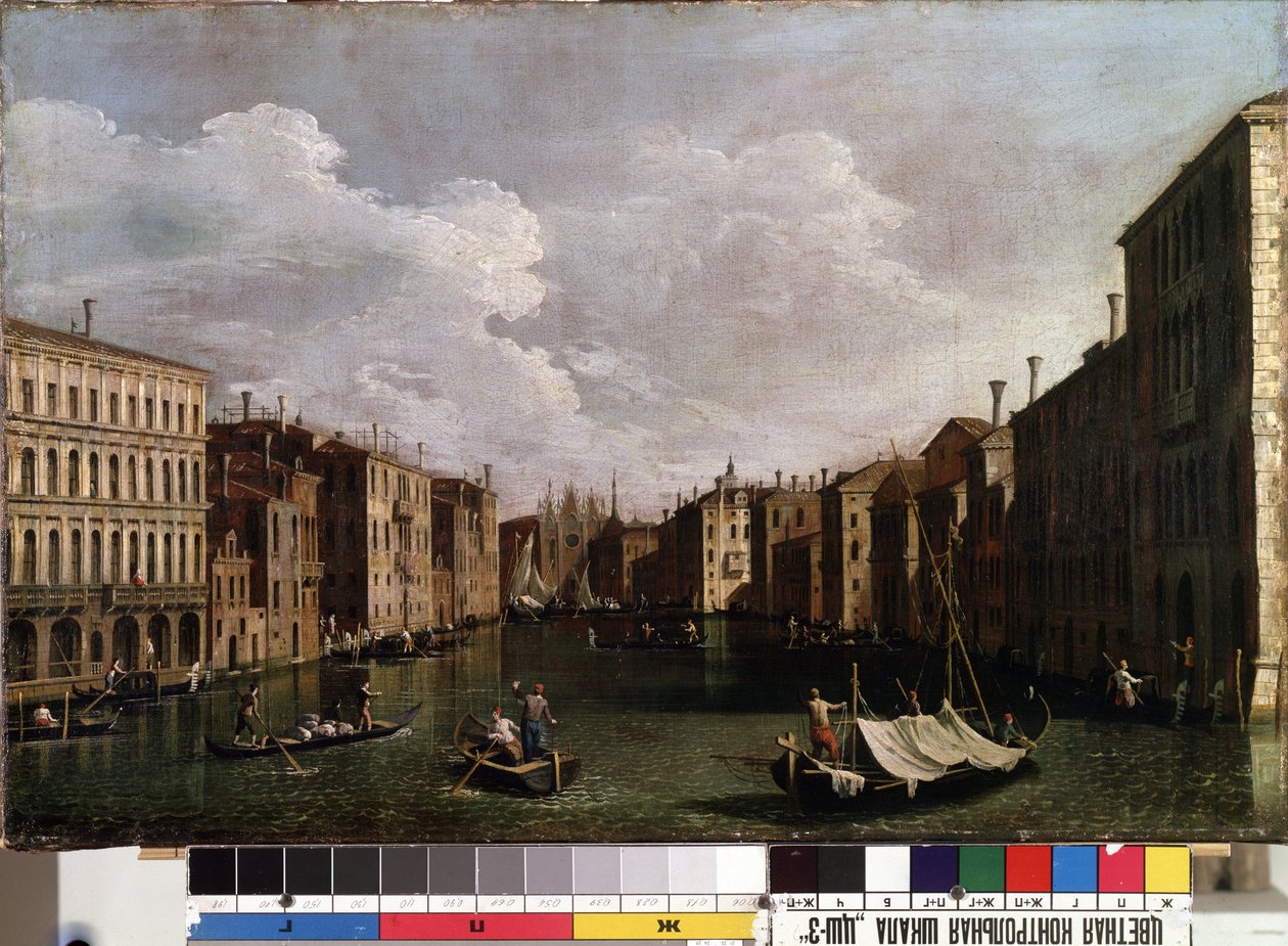 "Vue sur le grand canal a Venise" (Veneza) Peinture de Giovanni Antonio Canal aka il Canaletto (1697-1768). 18eme siecle Musee des Beaux Arts de Mikalojus Konstantinas Ciurlionis, Kaunas, Lituanie de Canaletto