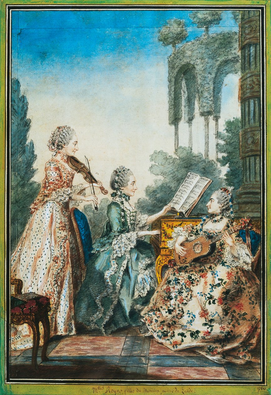 As três filhas do compositor Joseph-Nicolas-Pancrace Royer (ca. 1705-1755) interpretando a música do balé Zaide de Carmontelle