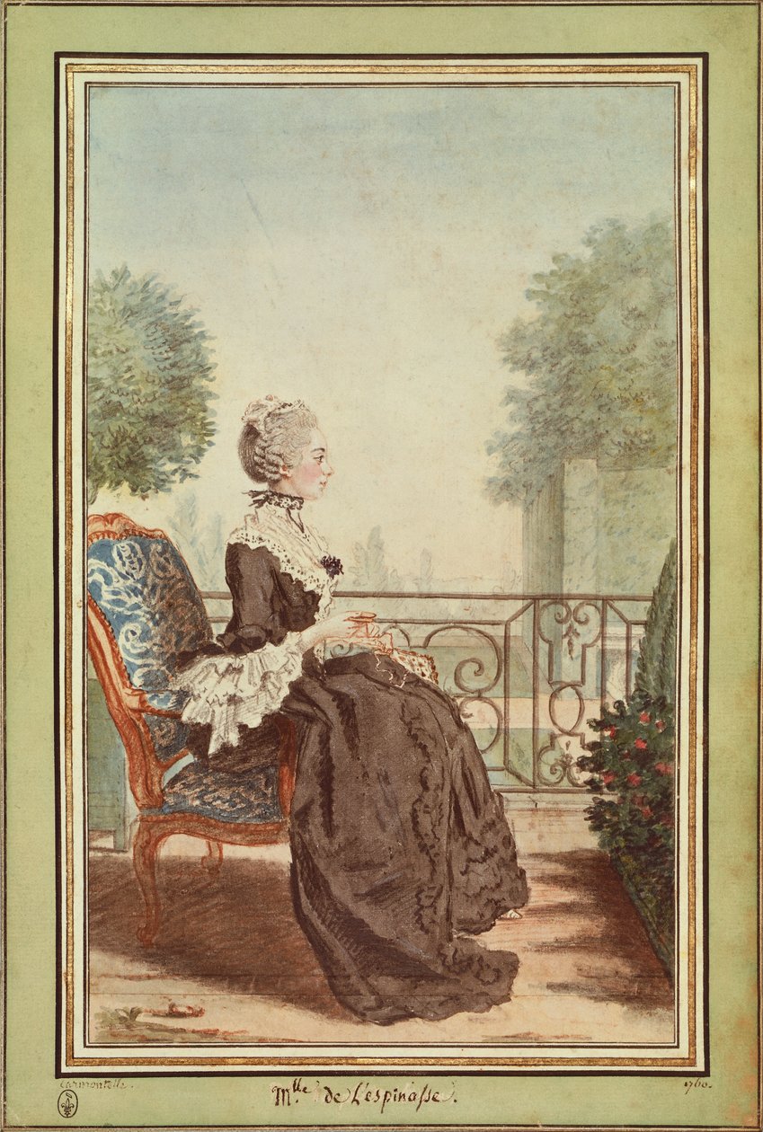 Jeanne Julie Eleonore de Lespinasse de Louis de Carmontelle (1717-1806), gravura de Carmontelle