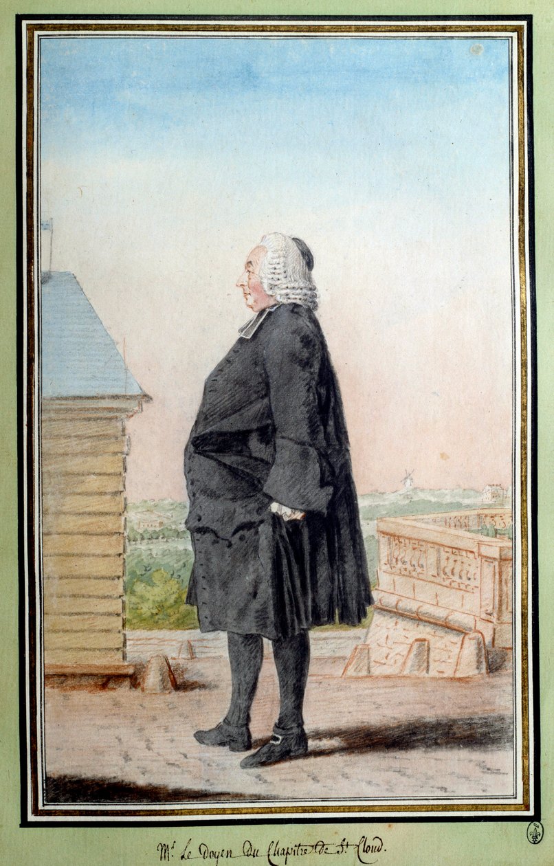 Retrato de Monsieur le dean du chapter de Saint Cloud Aquarelle de Louis Carrogis dit Carmontelle (1717-1806) Século XVIII. Chantilly, Museu Conde de Carmontelle