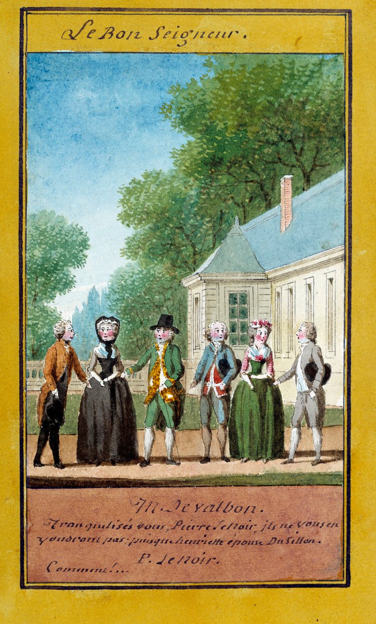 A Ilustração do bom Deus de uma série de provérbios. Aguarela de Louis Carrogis dit Carmontelle (1717-1806) Século XVIII. Chantilly, Museu Conde de Carmontelle