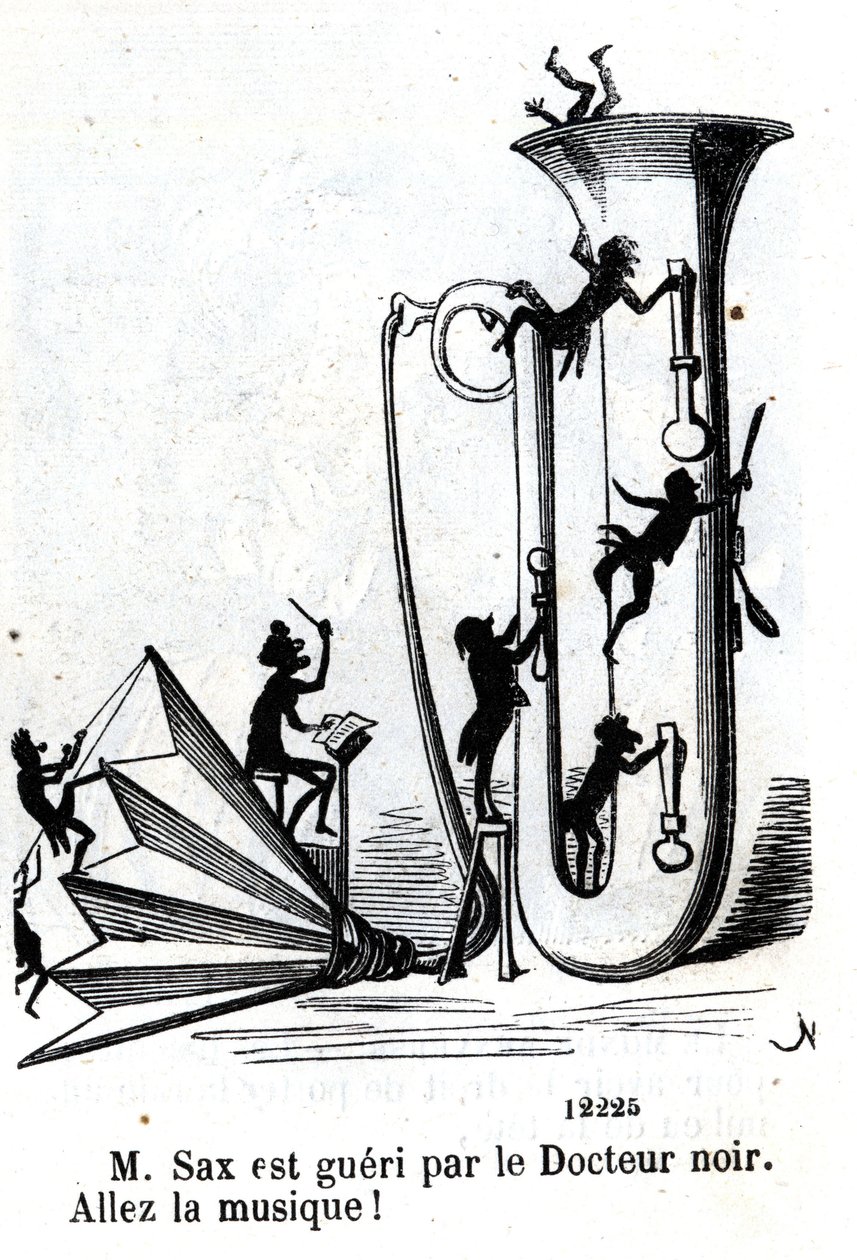 O Sr. Sax é ferido pelo médico negro. (Adolphe (Adolph) Sax, inventor do Saxofone (1814-1894). de Nadar